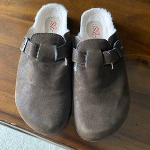 Brown clogs